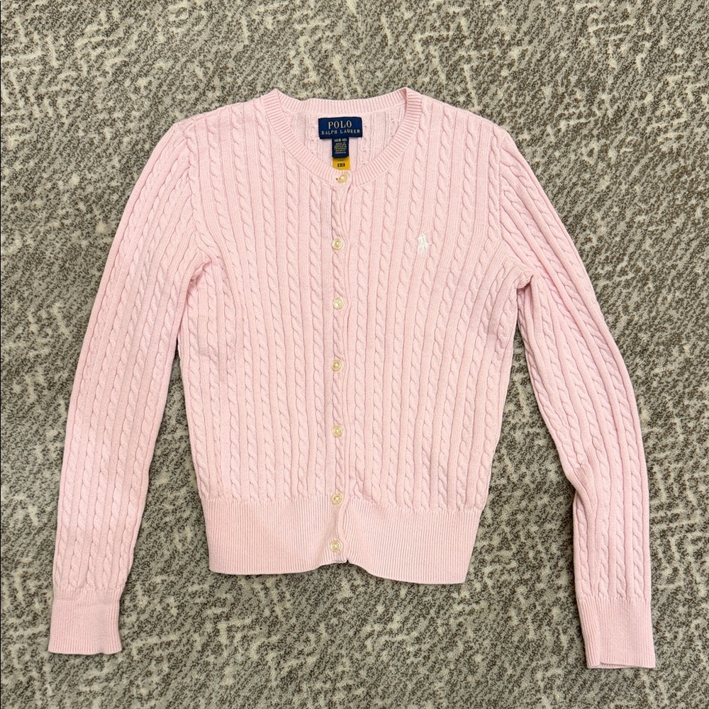Polo by Ralph Lauren Light Pink Cable Cardigan, girls size M